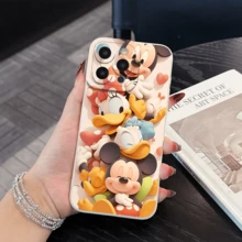Disney Mickey Mouse Patterned Phone Case With Hearts And Balloons Design Elements Compatible With IPhone 17 16 15 14 13 12 And 11 Pro Models Made Of TPU With Shockproof Protection. A Perfect Gift For Family Friends Birthdays And Holidays - màu đen - Xem 6