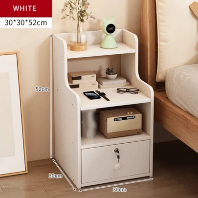 1pc Bedside Cabinet, Bedroom Storage Cabinet With Lock, Small Organizer Shelf, Bedroom Mini Cabinet, Furniture Coffee Table Mini Desk