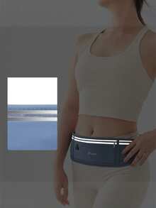 Unisex Sports Waist Bag, Suitable For Running, Outdoor Hiking, Fitness And Night Running, Can Fit Smartphone. Reflective Strips Design For Convenient Night Running. - Pink - View 4