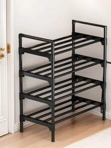 3-8 Tier Reinforced Simple Shoe Rack, Multi-Layer Shoe Storage Organizer, Dust-Proof Shoe Shelf For Entryway, Dorm, Rental House, 45/58cm Length, Black - Multicolor - View 10