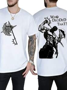 Escanor Seven Deadly Sins T-Shirt WhoDecided That Quote Pride Sin VintageWashed Oversized Anime Streetwear HeavyCotton Sigma Male Unisex Tee Retro GraphicTop Gift For Anime Fan - trắng - Xem 1