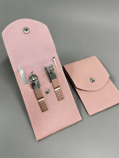 Nail Clippers Set Fingernail And Toenail Clipper Cutters, Manicure Pedicure Kit 4 Pcs Stainless Steel Professional Grooming Kits, Nail Care Tools With Luxurious Travel Case, Ear Wax Removal Tool