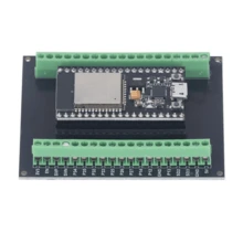 Placa expansión ESP32, compatible NodeMCU-32S Lua 38Pin GPIO. Diseño doble capa, buen contacto y señal estable. Funciones avanzadas: conmutador antenas, convertidor RF, amplificadores, filtros y gestión energía. Soporta modos AP, STA y coexistencia. Segura y confiable, adaptable a diversas aplicaciones. Ideal para duplicar pines GPIO. Componentes de calidad, perfecta para proyectos inteligentes. Tamaño: 77x63mm. Material: FR4. - Negro - Ver 2