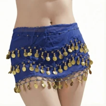 一件手工制作的多色人像金属布腰裙，装饰性肚皮舞裙，略带做旧效果，锚形图案，适合舞台表演。波西米亚风、复古风、派对、夜生活、海滩装扮、节日服装及配饰 - 彩色 - 查看 18