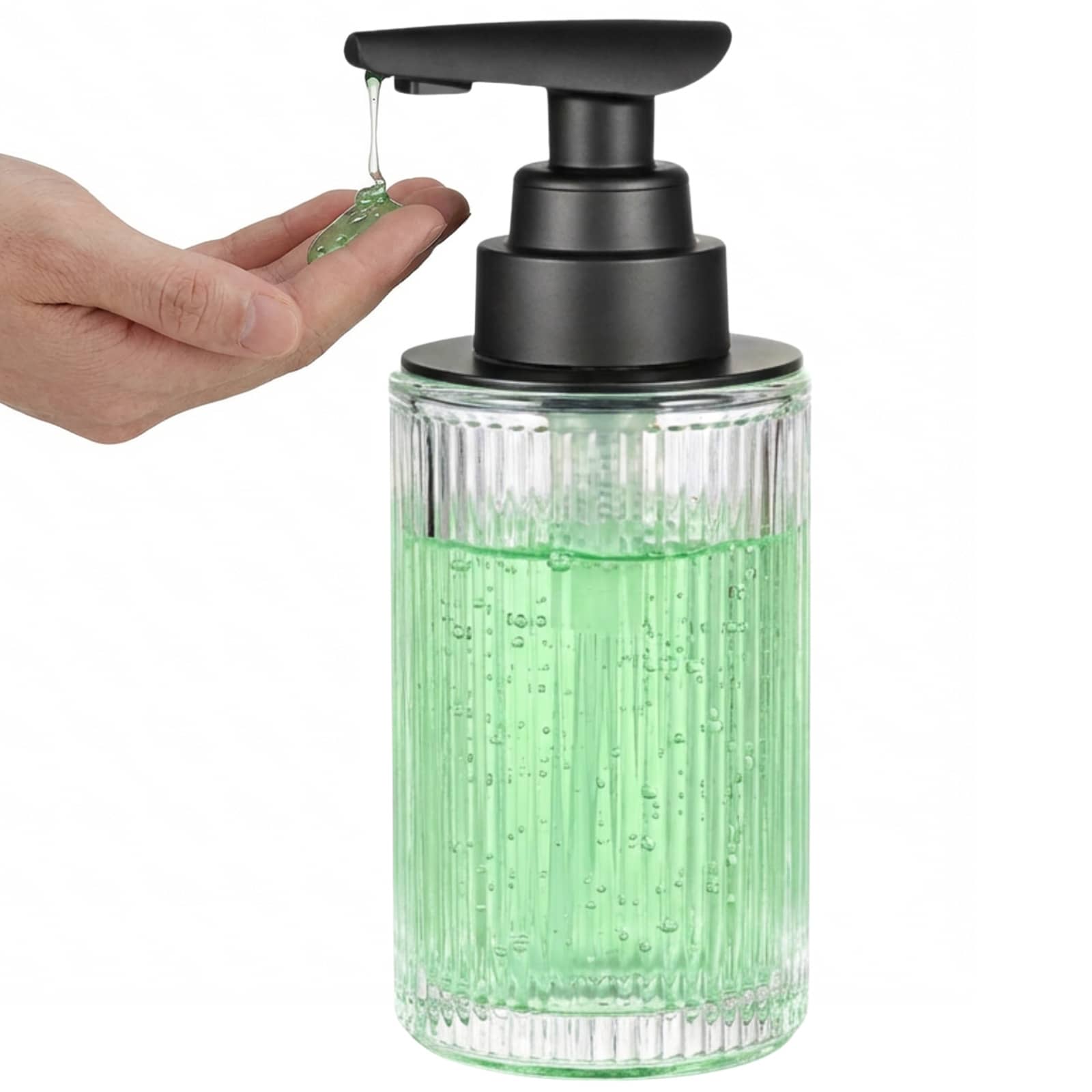 12盎司非接触式自动玻璃皂液器，C型充电，哑光黑色泵头，适用于厨房和浴室 - 均碼 - 查看 1