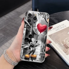 Disney What Mickey Mouse Patterned Phone Case With A Heart Balloon Design What Compatible With IPhone 17 16 15 14 13 12 11 Pro Models With Shockproof Protection It's An Ideal Gift For Family Friends Birthdays Spring Festival Holidays Boyfriends Girlfriends And Valentine's Day - 黑色 - 查看 6