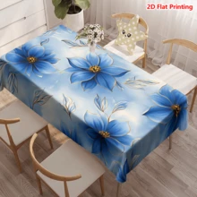 1/20 piezas Mantel de poliéster con patrón floral azul, tejido, adecuado para picnic, camping, boda, cumpleaños, buffet de restaurante, decoración del hogar de primavera - Multicolor - Ver 5