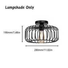 直径 11.02 英寸 x 高 7.48 英寸黑色金属丝笼式筒形吸顶灯灯罩（仅灯罩），工业风农舍风格嵌入式灯罩替换件，适用于 E26/E27 灯座，不含灯泡 - 黑色 - 查看 7