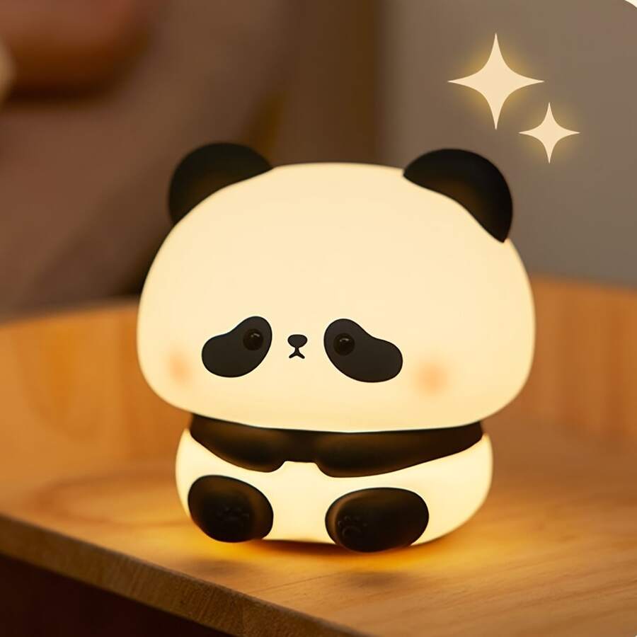 Panda Night Light, LED Smart Tap Light, Soft Light, Sleep Sensor, 3 Brightness Levels, Timer, USB Rechargeable, Room Decor, Desktop Gift For Friends, Birthday, Party - D-White - View 1