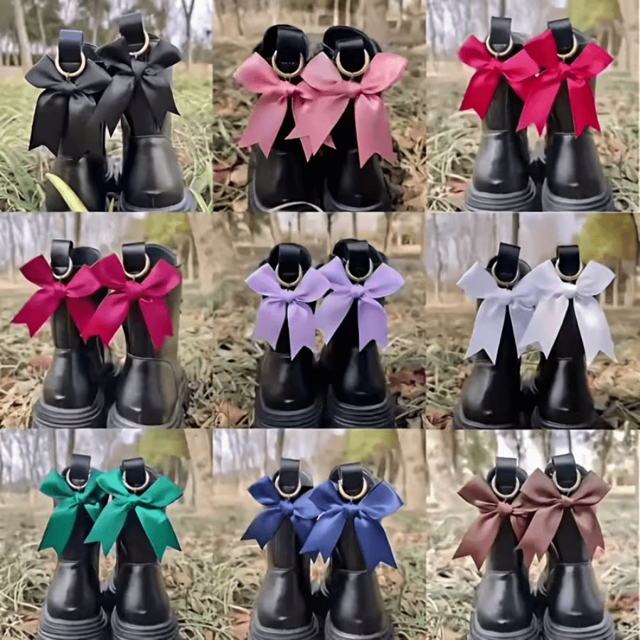 2pcs Handmade Woven Bow Satin Metal Snap Rings, Bag Shoe Decor DIY Pendant Charms, Multi-Color Options, Perfect Bag & Shoe Accessories