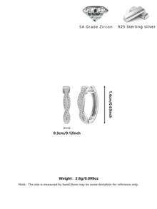 S925 Sterling Silver Twisted Fully Paved Crystal Hoop Earrings, French Elegant Hypoallergenic Ear Piercing, Valentine's Day Birthday Gift For Women And Girls, Versatile - Silver - View 4