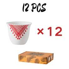 6/12pcs Bohemian Style Ceramic Espresso Cup Set, With Red Kefir Pattern, Small Arabic Coffee Cup, Suitable For Eid Festival Tea Cup Set - Multicolor - View 8