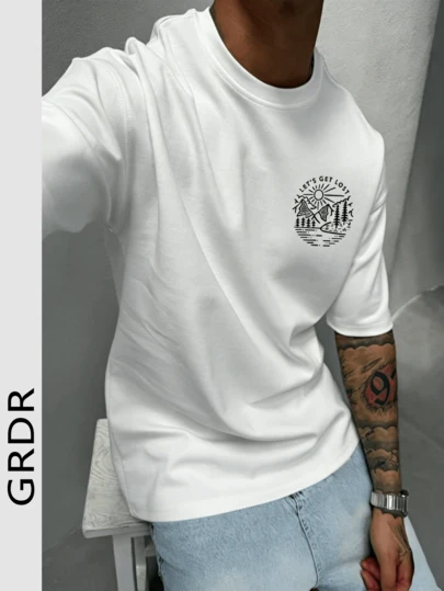 GRDR 男士美式印花圆领短袖T恤，舒适时尚