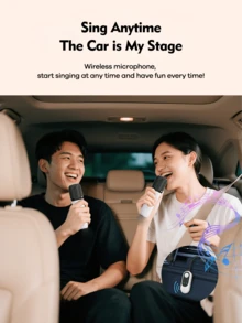 Wireless Microphones, Car Karaoke Microphone With Bluetooth Adapte, Plug And Play Your Current Audio Deice, Gift For Adults, For Singing, Home Party, Car Travel(Two Microphone + One Bluetooth Adapter),Beige - KG02 - View 5