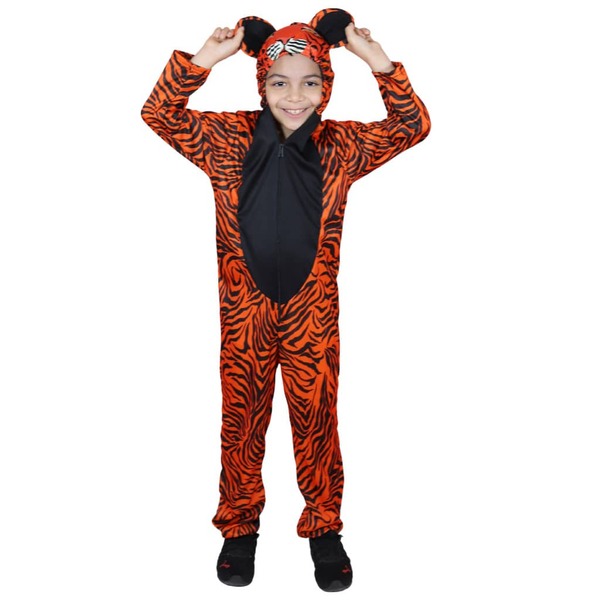 LA CASA ENCANTADA Disfraz De Primavera Tigre Naranja Con Negro Mameluco Unisex Niño