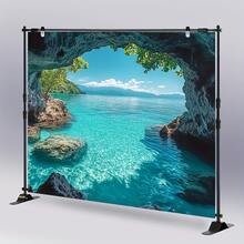 1件夏季海景挂毯，100%涤纶材质，适合派对装饰，无需用电，是摄影棚道具的理想之选。 - 彩色 - 查看 4