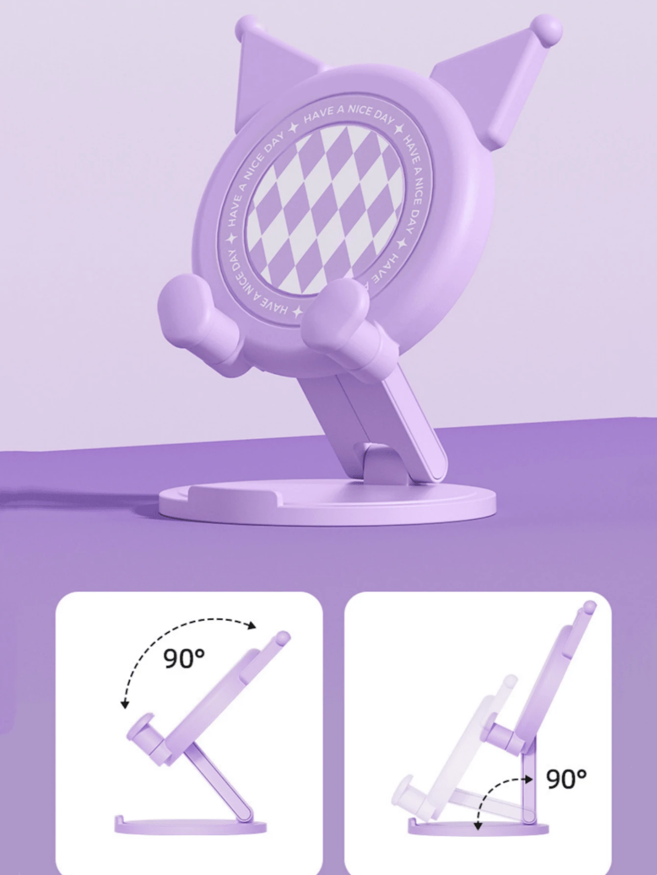 1 Peça Suporte de Telefone de Mesa com Orelhas de Gato Fofo, Suporte de Mesa Dobrável Ergonômico e Durável, Adequado para Uso Diário no Escritório, Visualização Multi-Ângulo - Multicolorido - Visão 6