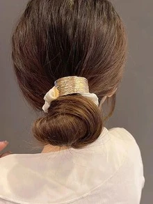 1pc Minimalist Metal Arch Hair Scrunchie, Elegant Hair Tie For Ponytail ,Hair Elastics ,Hair Rubber Bands ,Hair Rope - Multicolor - View 5
