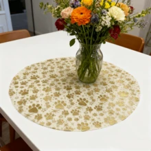 60pcs/120pcs Star And Cute Footprint Pattern, Gold Foil Round Disposable Placemats, Suitable For Wedding Celebration, Birthday Party, Graduation Ceremony, Holiday Home Decor, Indoor And Outdoor Dining, Tabletop Protection, Kitchen Dining Table Decor, Holiday Decoration, Tableware Accessories - Gold - View 11