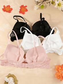 3pcs/Set Women's Supportive Bras, Comfortable Breathable Underwire Bras, Essential For Summer - Multicolor - View 3