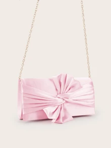 REMANLAND Women's Butterfly Decor Evening Clutch, Women's Butterfly Handbag, Satin Handbag, Wedding Party Bag, Creative Gift - Baby Pink - View 3