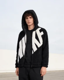 Nike Letter Hooded Embroidered Zipper Casual Fleece Long Sleeve Jacket Women's-FB8696-010