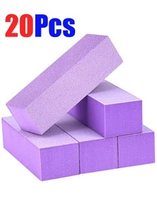 2pcs/5pcs/10pcs/20pcs Nail Buffer Block, Medium/Fine Grit 100/180 Finishing Buffers For Acrylic Nails Gel Polish Nails, 3 Way Professional Pedicure Manicure Buffer Kits - Purple - View 1