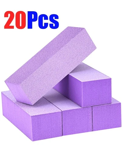 2pcs/5pcs/10pcs/20pcs Nail Buffer Block, Medium/Fine Grit 100/180 Finishing Buffers For Acrylic Nails Gel Polish Nails, 3 Way Professional Pedicure Manicure Buffer Kits