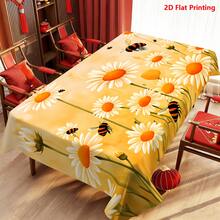 1/20pcs Tablecloth Set, Daisy And Bee Pattern, Spring Theme, Made Of Polyester Fabric, Woven, Suitable For Picnic, Camping, Wedding, Birthday, Buffet, Home Decor - Multicolor - View 2