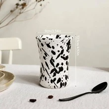1pc Black & White Polka Dot Ceramic Mug, Coffee Cup, Fashionable Couple Milk Cup, High-Quality Breakfast Cup, Suitable For Home, Back To School, Gift For Friends, Valentine's Day, Mother's Day, Christmas, Water Bottle, Indoor & Outdoor, Camping - 多 - 查看 19