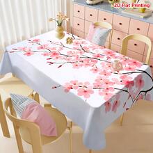 1/20pcs Tablecloth, Cherry Blossom Pattern, Spring Floral Design, Made Of Polyester Fabric, Woven, Suitable For Picnic, Camping, Wedding, Birthday, Buffet Restaurant, Home Decor - Multicolor - View 5