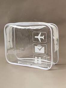 TSA认证透明洗漱包 - 高品质旅行化妆包，四季皆宜，尺寸符合随身行李规定。透明设计方便查看，是收纳护肤品和化妆品的理想之选。机场随身洗漱旅行包。化妆包、化妆品收纳包、化妆品收纳袋、透明化妆包、洗漱包、度假必备品、女士旅行礼物 - 白色 - 查看 5