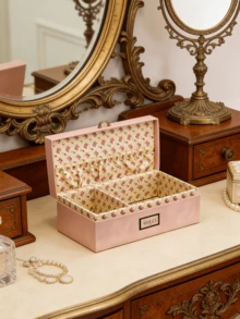 Gucci 花卉图案首饰盒，长方形，大容量，复古风格，收纳盒，礼品盒，花卉设计，粉色，首饰整理盒，复古风，装饰盒，纪念盒 - 粉色 - 查看 6