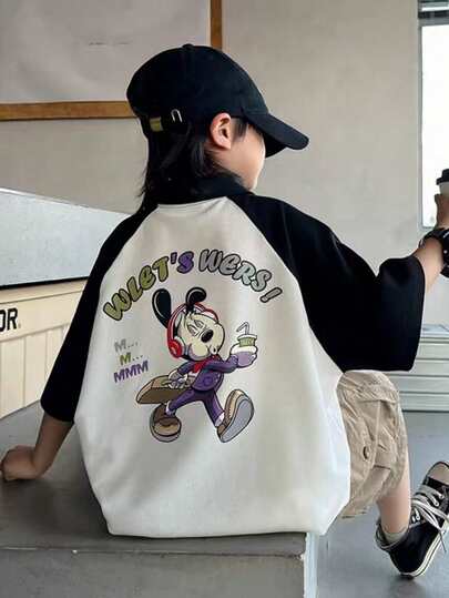 新款男童休闲卡通印花POLO领短袖T恤，夏季