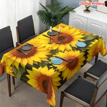 1/20pcs Sunflower Pattern Tablecloth, Made Of Polyester Fabric, Woven, Bright Yellow Design, Suitable For Picnics, Camping, Weddings, Birthdays, Buffets And Spring Home Decor - Multicolor - View 11