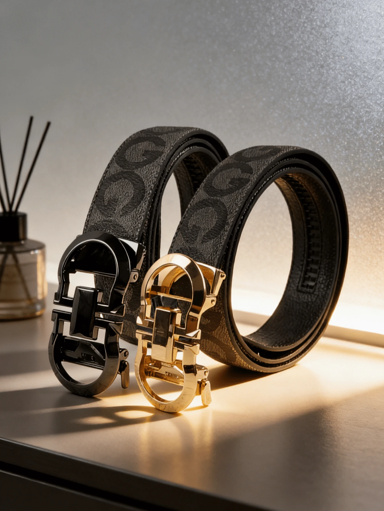 1pc Men's Luxury Business Belt, Geometric Pattern Alloy Automatic Buckle Leather Belt With Letter G Print, 120CM Length Can Be Trimmed, Suitable For Shorts, Pants, Jeans, Suits, Great Gift For Boyfriend, Father - Multicolor - View 1