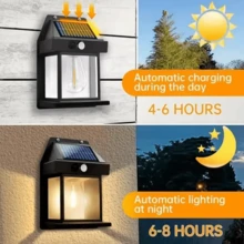 Luces Solares de Pared para Exteriores, Luz LED de Decorativos del Aplique Solar Impermeable, iluminación para Jardín, Patio, Garaje, Porche, Casa - Negro - Ver 11