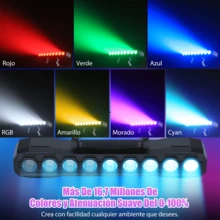 Tira de luz de escenario RGBW de 60 W y 9 LED, luz de pared, luz de pared para fiesta de bar de DJ, con control remoto, luz estroboscópica activada por sonido/DMX512, adecuada para fiestas, Navidad, iglesias, discotecas, bodas, bares, conciertos y otras ocasiones. - Tipo de Enchufe A USA (110-127V) - Ver 4