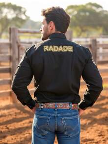 Men's Country Rada Embroidered Shirt Barretos Peao Agro Top - 黑色 - 查看 2
