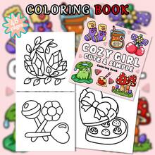 48 Páginas - 230g, Livro de Colorir Sapo de Lótus Quente e Doce, Estilo de Cura Quente, Formato de Sapo de Lótus, Esquema de Cores Verde e Branco, Com Detalhes de Gota de Água, Coloração Reconfortante, Adequado para Papelaria, Suprimentos Escolares, Presente Perfeito para Meninas, Temporada de Casamento, Dia das Mães - Garota Aconchegante - Visão 5
