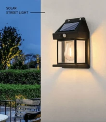Luces Solares de Pared para Exteriores, Luz LED de Decorativos del Aplique Solar Impermeable, iluminación para Jardín, Patio, Garaje, Porche, Casa - Negro - Ver 7
