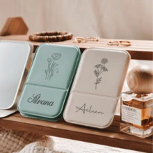 1Pc Custom Personalized Bridesmaid Makeup Mirror, Pocket Foldable Mirror,PU Leather Compact Mirror,Birth Flower Mirror,Bridesmaid Gifts, Bachelorette Party Favors,Travel Necessities, Ideal Gift For Women,Girlfriend,Mom,Friends,Daughter,Ideal For Christmas,Anniversary, Birthdays, Mother's Day,Valentine's Day, Bridal Showers,Weddings,New Year - Multi-color - Thickened Lenses - View 6