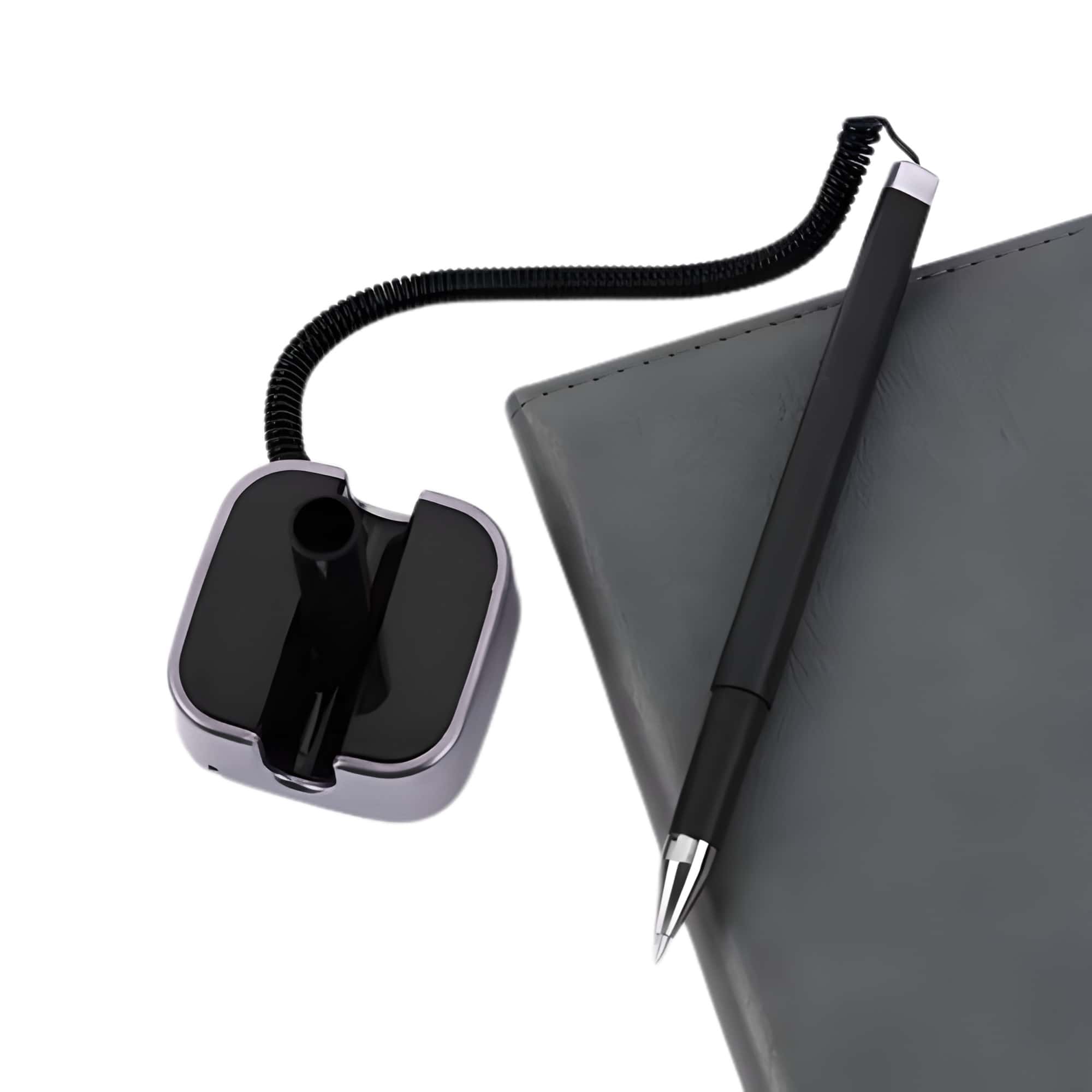 Bolígrafo de Escritorio Premium con Base Fija Antideslizante y Dije Decorativo, Diseño Moderno, Elegante y Ergonómico, Escritura Suave, Fluida y Precisa para Uso Diario, Ideal para Oficina, Hogar, Recepción o Estudio, Disponible en Sofisticado Color Negro y Azul - Negro - Ver 1