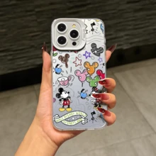 Disney Mickey Mouse Patterned Phone Case Featuring Colorful Balloons And Attractions. Compatible With IPhone 17, 16, 15, 14, 13, 12, And 11 Pro Models. Made Of TPU, With Shockproof Protection. A Perfect Gift For Family, Friends, Birthdays, Holidays, And Special Occasions Like Valentine's Day. - 銀色 - 查看 2