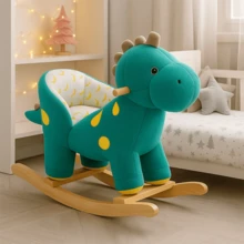 Mecedora De Peluche Montable Para Niños De Madera - Dinosaurio - Ver 4