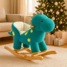 Mecedora De Peluche Montable Para Niños De Madera - Dinosaurio - Ver 2
