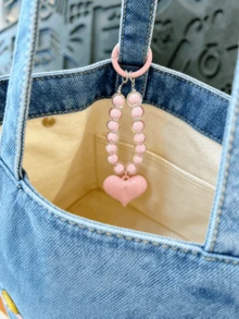 1pc Fashion Women's Keychain - Cute Keyring, Bag Charm And Key Chain, Suitable For Hanging Keys And More - Pink - View 5