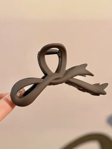 1pc Large Coffee Color Hair Claw Clip, Suitable For Women With Thick Hair, Non-Slip Matte Surface, Strong Grip, Bow Hair Clip, Neutral Large Hair Clip, French Design Aesthetic Hair Accessory, Suitable For Fine, Curly, Long Hair, Valentine's Day, Campus, Party, Prom, Daily Wear, Winter Hair Accessory, Hair Clips (Dark Brown/Chocolate) Women Hair Accessories - Coffee - View 3