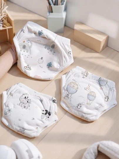 3pcs Reusable Potty Training Pants For Babies, Leak-Proof Edging, Thin Waterproof Underwear For Newborns, Portable For Outdoor Use, Washable Learning Pants, Newborn Essentials