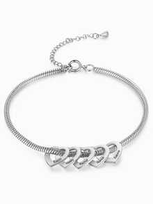 1 Customized Name Heart Bracelet, Personalized Bracelet With Name - Custom Laser Engraving - Grandmother Gift Creativity For Grandchildren - Family Gifts, Valentine's Day, Easter Gifts, Gold/Silver Fashion Accessories, Winter Fashion Accessories, Perfect Commemorative Gift For Loved Ones - Multicolor - View 3